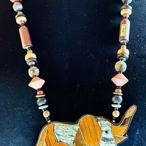 Big Beautiful Vintage Wooden Bohemian Necklace Length 32” Inches Lot 20